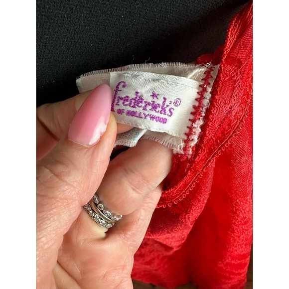 VINTAGE Frederick's of Hollywood Hi-Low Lipstick Red Sheer Nightgown - Picture 4 of 6